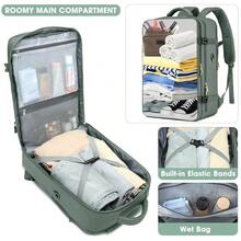 Large Carry On Travel Backpack - Flight Approved Waterproof Luggage Suitcase Backpacks Personal Item Size For Women Men Fit 17 Inch Laptop College Overnight Bag Anti-Theft Weekender Daypack Dark Gre1en - 03-darkGre1en - 查看 4