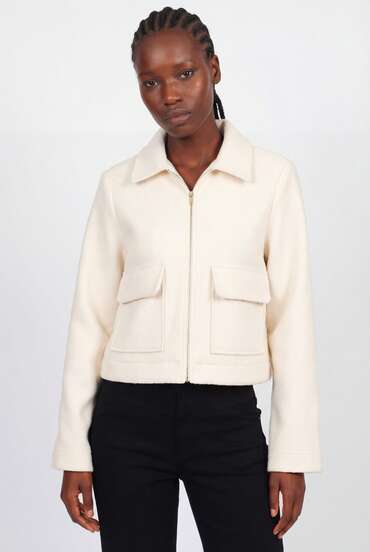 Beige kort jacka