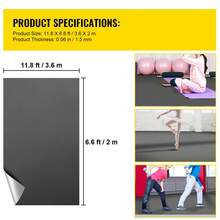 Dance Floor 2x1.2m To 2x15m Dance Floor Roll 0.06in Thick PVC Vinyl Dance Floor, Black Grey Reversible Portable Dance Floor, Non-Slip Dance Flooring, Ballet Dance Floor For Jazz, Pop, Lyrical Style - 2米X3.6米 - 查看 7