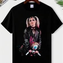 Alexa Bliss Printed T-Shirt From WWE, Casual, C-Sleeve - 黑色 - 查看 6