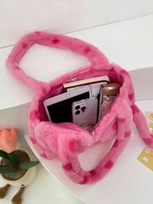 New Fashion Cute Plush Kitty Handbag Crossbody Bag Birthday Gift Single Room Bag Pack - Pink - View 7