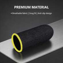Gaming Finger Sleeves For Mobile - Anti-Sweat, Ultra Thin & Smooth Touch - Black With Yellow Edge - Fits Phone & Tablet - Multicolor - View 2