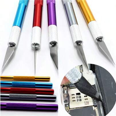 3pcs Utility Knives, #11 Craft Knife, Model Knife, Precision Knife, Craft, Art, Model, Scrapbooking Set, Handcraft Knife Model Knife, With 1 Set Of Stainless Steel Blades, 1 Pc 14.5cm Steel Ruler For Art, Scrapbooking, Template, Random Color