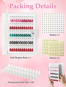 96/144 Colors Magnetic Nail Art Display Book, Detachable Color Cards, High-End Transparent PU Color Card Display Book - 彩色 - 查看 17