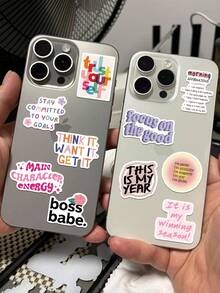 52张卡通愿景板贴纸，美观涂鸦风格，适用于手机壳、笔记本电脑、行李箱、剪贴簿、文具、日记本、冰箱、衣柜、钱包、背包、吉他等，PVC材质。 - 1 Set - 查看 8