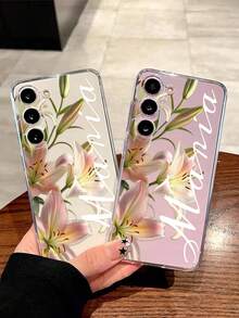 1pc Beautiful Pink Lily Flower Soft Phone Case, Compatible With Huawei Honor, Compatible With Redmi, Galaxy A04e/12/A13/A14/A34/A50/A52/A53/A54/S21/S22/S23/S24/S25/S25Ultra/S25FE/S26/S26 PLUS/S26 ULTRA/S26 EDGE, 6A/7A/8A, 12T/13T/15T/15T Pro - Clear - View 2