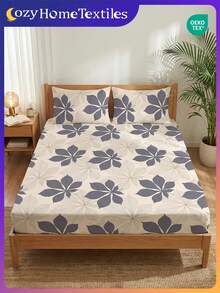 2/3件套印花床笠套装（1件床单+1/2个枕套，不含枕芯），亲肤床垫保护套，印花床垫罩，舒适柔软，透气，多种尺寸可选，适用于单人床/双人床/大号床/特大号床，可机洗，家居装饰，卧室装饰，通过Oeko-Tex认证 - 彩色 - 查看 2