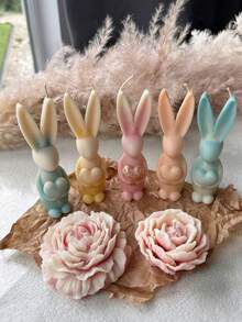 硅胶复活节兔子模具 | 环氧树脂和石膏粘土模具，可用于制作心形彩蛋、蜡烛等，可重复使用，SILIKE LUFEI 出品 - 站立兔子模具 - 查看 7