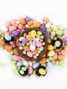 48个仿泡沫斑点彩蛋 - 装饰性彩色复活节彩蛋，适用于DIY复活节花环、餐桌摆件、碗篮填充物、派对礼品、礼物、春季装饰、家居装饰、婚礼装饰、桌面装饰、经典复活节彩蛋装饰 - 彩色 - 查看 11