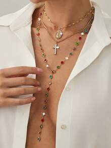 2 chiếc vòng cổ pha lê thủy tinh nhiều màu thanh lịch thủ công, vòng cổ choker mặt trời nhiều lớp thời trang đa năng dành cho nữ, thích hợp để đeo hàng ngày và chụp ảnh hẹn hò - Nhiều màu - Xem 2
