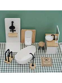 POKOJA LAND Juego de muebles de baño a escala 1/12 para casa de muñecas, decoración de escena de baño, ducha de casa de muñecas, tocador elegante, báscula en miniatura, inodoro, bañera, grifo, toallero, ¡construye tu maravilloso mundo de casa de muñecas! - Multicolor - Ver 11
