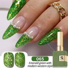 GMUME 5Pcs/Set 16ml Sparkling Glitter Gel Nail Polish Kit No.62 63 64 65 66 Gold Silver Green Sequins For Christmas New Year Party Disco Manicure Soak Off UV LED Gel Lacquer 3-Step Base Top Coat Required - Multicolor - View 9