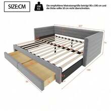 Sofa Bed Frame - Grey + Upholstered + 90cm*190cm-1 - View 7