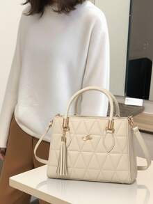 Lorena Traditional Women's Handbag With Hand And Crossbody Strap - Màu be - Xem 2