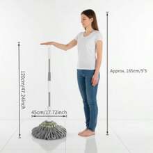 多功能旋转拖把 - 干湿两用，可调节手柄，清洁轻松 | 免手持清洁工具，适用于厨房、浴室和硬木地板 | 耐用塑料框架搭配可重复使用的拖把垫 | 多用途深度清洁 | 节省空间的地板清洁必备品 | 公寓和宿舍清洁用品 | 家居收纳 - 彩色 - 查看 7