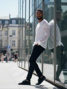 Men's Ribbed Blouse Summer 2025 – Style & Comfort Transparent Summer - trắng - Xem 8