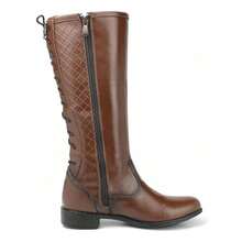 Women's Elegant Riding Boot, High Shaft, Lace-Up, Side Zipper, Soft And Comfortable, New Winter Collection - 鏽棕色 - 查看 6