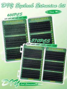 600/570pcs D Curl DIY Eyelash Cluster,10D-160D Cluster Eyelashes, 0.07mm D Curl 8-16mm Mixed Natural Eyelash Extensions, Super Thick And Lengthening Cluster Eyelashes, Curly Single Eyelashes, Thin And Lengthening Eyelashes,Lengthening And Cartoon-Like Appearance Eyelashes, Suitable For Beginners At Home600pcs Extra Thick False Eyelashes, 600pcs Large Capacity - Black - View 4