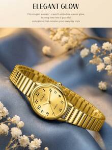 LIGE 时尚女士石英表，不锈钢表带，防水，适合日常佩戴，精致小巧的表盘，可调节表带 - 金色 - 查看 6