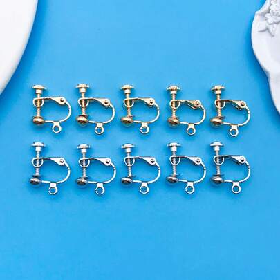 Premium Französischer Ohrclip & Ohrstecker Basis Set für DIY Schmuck, Ohrringe, Armbänder & Halsketten - 5 Stück goldfarben & silberfarben beschichtete Messing Zubehörteile, perfekt als Geschenk für Feiertage