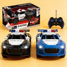 1:20 Coche de policía a escala con control remoto, luces, cinco canales, plástico negro y azul para jugar al aire libre,juguete de coche de policía,juguete coche de policía,juguetes de coche de policía para niños 3-5 - color aleatorio - Ver 2