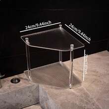1PC Transparent Acrylic Layered Bathroom Shelf Easy To Assemble Countertop Holder For Makeup Skincare Organization Space-Saving - Transparent - View 9