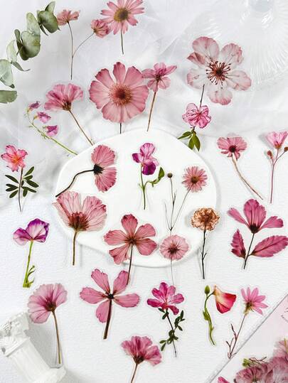 50 piezas/paquete Pegatinas florales vintage, decoración DIY para scrapbooking, planificador, álbum, diario