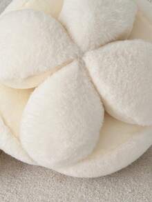 1pc White Hydrangea Plush Throw Pillow, Girly Decorative Cushion, Soft Faux Fur, 3D Fluffy, Suitable For Living Room, Bedroom, Sofa, Window, Lovely Gift - White - View 2