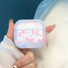 极简蝴蝶结设计耳机保护套，透明清爽耳机套，耳机防摔壳，兼容苹果蓝牙耳机保护套 - 無色 - 查看 9