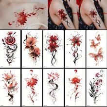 10 Sheets Fashion Temporary Tattoos Colored Flower Tattoos Stickers Waterproof Fake Tatto Art Body Stickers - 10 sheets - 查看 1