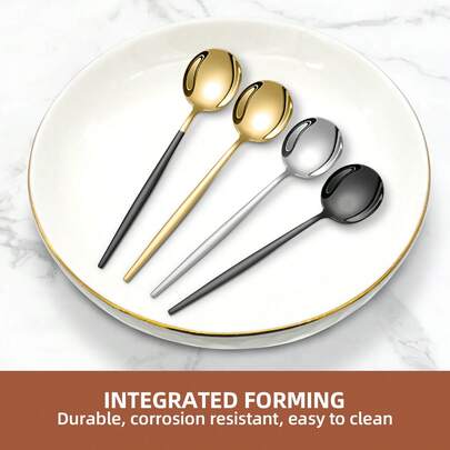 2/4/6/12/24pcs Stainless Steel Coffee Spoons, Portuguese Dessert Spoons, Suitable For Home Afternoon Tea, School Supplies