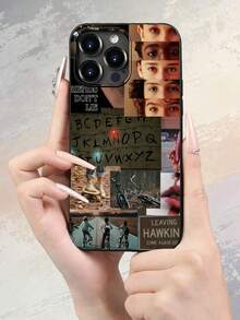 1PC StrangerCollage Pattern Fashionable Men's And Women's Anti Drop Phone Case, Suitable For IPhone 17/17PRO/17AIR/17PROMAX/16E/16/16PRO/16PLUS/16PROMAX/15/15PROMAX/14/14PLUS/14PROMAX/14PROMAX/13/1 - 黑色 - 查看 4