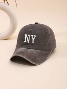 1pc Men's Embroidered New York Washed Baseball Cap, Adjustable Outdoor Casual Dad Hat - Hot Pink - View 14