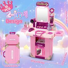 Kids Hair Salon Pretend Makeup & Hairdressing Toy Set - Pink - View 2