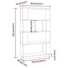 vidaXL Bücherregal/Raumteiler 80x25x132 cm Massivholz Kiefer - Braun - Übersicht 9