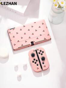 1个Caparol波点蝴蝶结印花保护套，兼容新款Switch 2（2025），适用于Switch NS/Switch OLED/Lite，适用于Switch 2游戏机配件，全家套装，带卡槽的收纳盒，Switch保护套，送给Switch玩家的浪漫礼物 - 彩色 - 查看 3