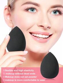 5PCS Basic Replacement Makeup Sponges: Latex-Free Soft Sponges For Daily Home Base Makeup Use - Black - View 5