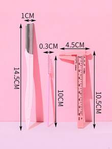 Juego de herramientas para el cuidado de las cejas 3 en 1: Rasuradora de cejas + Cepillo de pestañas + Cinta métrica corporal | Herramientas de recorte y moldeado precisas diseñadas para mujeres (portátiles y prácticas) - Artículos de belleza esenciales para un arreglo y estilo rápidos!, Regalos, Viaje, Cosas baratas, Artículos de viaje esenciales - Multicolor - Ver 4