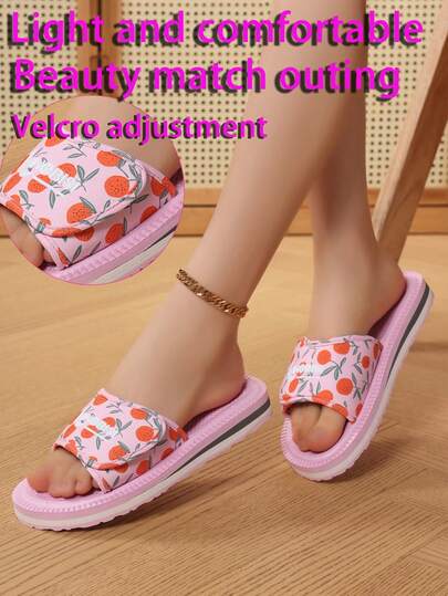 Zapatillas de mujer con estampado floral, tela, de fácil puesta, adecuadas para el hogar, el baño, la playa, vacaciones, fiestas y exteriores