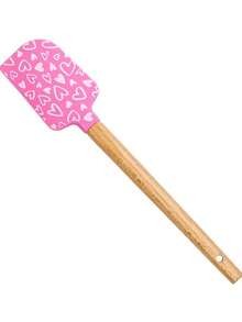 1pc Heart-Shaped Silicone Scraper, Cake Cream Silicone Scraper, Valentine's Day Silicone Scraper (With Wooden Handle), Butter Pastry Mixer Scraper, Kitchen Chocolate Butter Baking Mixer, Kitchen Utensils And Tools - Multicolor - View 12