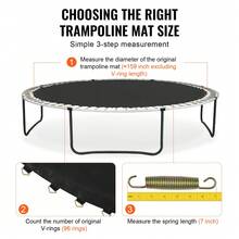 Replacement Trampoline Mat, Jumping Mat Fits 15ft Frame, Universal Jumping Mat For 15ft Round Trampoline, Reinforce UV-Resistant Mat With Spring Tool & Durable V-Rings, Fit 7" Spring Length - 15-inch Length, 7-inch Diameter - View 4