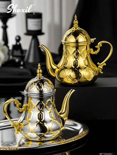 shoxil 1件套1.2/1.4升/1.8升不锈钢摩洛哥茶壶和阿拉伯咖啡壶套装，薄荷绿茶壶和土耳其咖啡壶，咖啡壶/茶壶，居家旅行皆宜