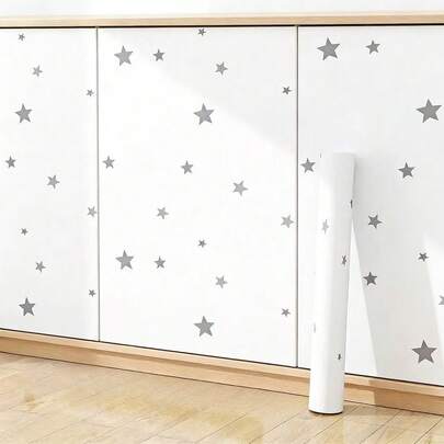 1卷星形图案乙烯基自粘墙纸 - 易于粘贴和移除，防水 - 瞬间改变客厅、厨房、卧室、宿舍 - 家具装饰贴纸