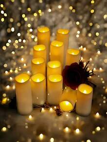 4/12/24 Flickering Flameless LED Candle With Remote Control Timer, 3D Flame Effect, Warm And Soft Light Creates A Romantic Atmosphere, Romantic Mood Lighting | Realistic Candle Design | Battery Powered Candle, Suitable For Home Decor, Weddings, Holiday Decorations - Warm Light - View 4