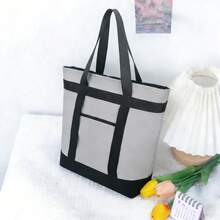 ZBEZBE Insulated Reusable Tote Bag For Grocery Shopping For Women/Men, Pizza/Food Delivery Bag To Keep Food Cold/Doordash/Grubub, Cooler Bags For Travel/Beach/Picnic - 灰色 - 查看 1