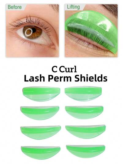 PERMANIA 4pcs L-Shaped Eyelash Curler Pads, Eyelash Perming Rods, Suitable For Most Eyelash Lengths, Fit For Eyelash Salon And Home DIY, Reusable After Cleaning