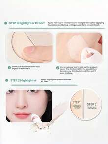 NOVO 双色高光粉，哑光和珠光妆效，自然轮廓腮红，适合日常妆容，学生适用，性价比高，派对礼物，新年、秋冬季、送给朋友、聚会礼物，Y2K风格，可爱 - 02#粉霧 - 查看 8