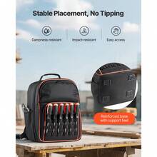 Mochila para Herramientas, Mochila de Trabajo 280 x 230 x 405 mm con 49 Bolsillos, Compartimento para Portátil y Base de Tela Reforzada, Organizador de Herramientas para Electricistas - 280 x 230 x 405 mm - Ver 5