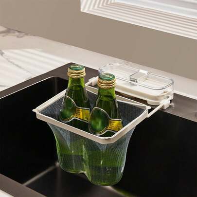 Suction Cup Sink Strainer & Drainer Basket With Shelf, Detachable Mesh Bag For Kitchen Sinks Organizing Food Waste