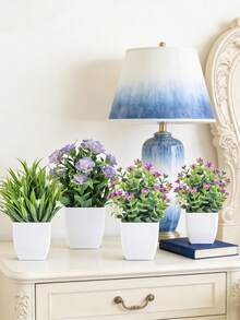 1pc Artificial Potted Plant With Flowers, Suitable For Indoor Decor, Spring Decor, Farmhouse Tabletop, Wedding Decoration, Greenery Planter, Ideal Gift For Valentine's Day & Mother's Day, Suitable For Centerpiece, Holiday Party, Garden, Living Room Home Decor - Multicolor - View 2